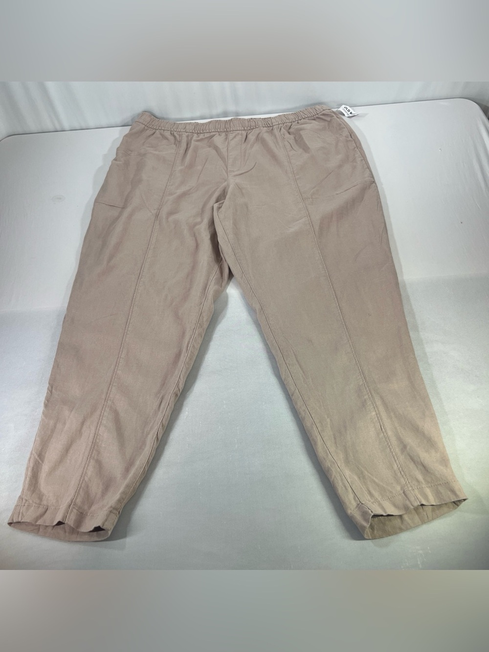 Old Navy Womens Linen Blend Pants Size XL Tie Waist Langenlook Minimalist Mauve